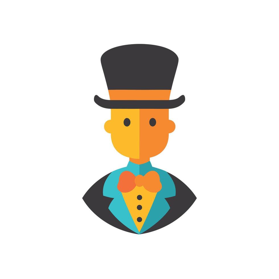 Flat Icon Gentleman Top Hat Bow Tie Avatar Profile Picture vector