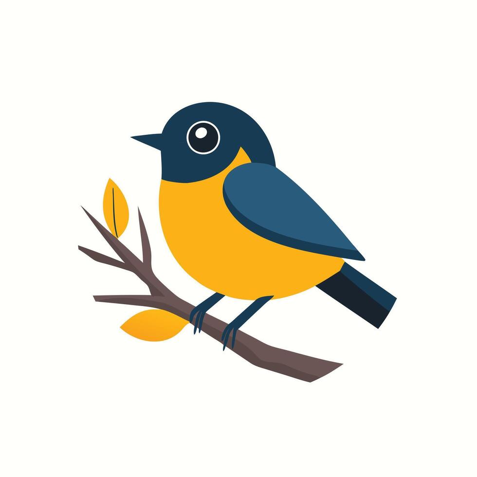 Cute Yellow and Blue Bird on Branch vector