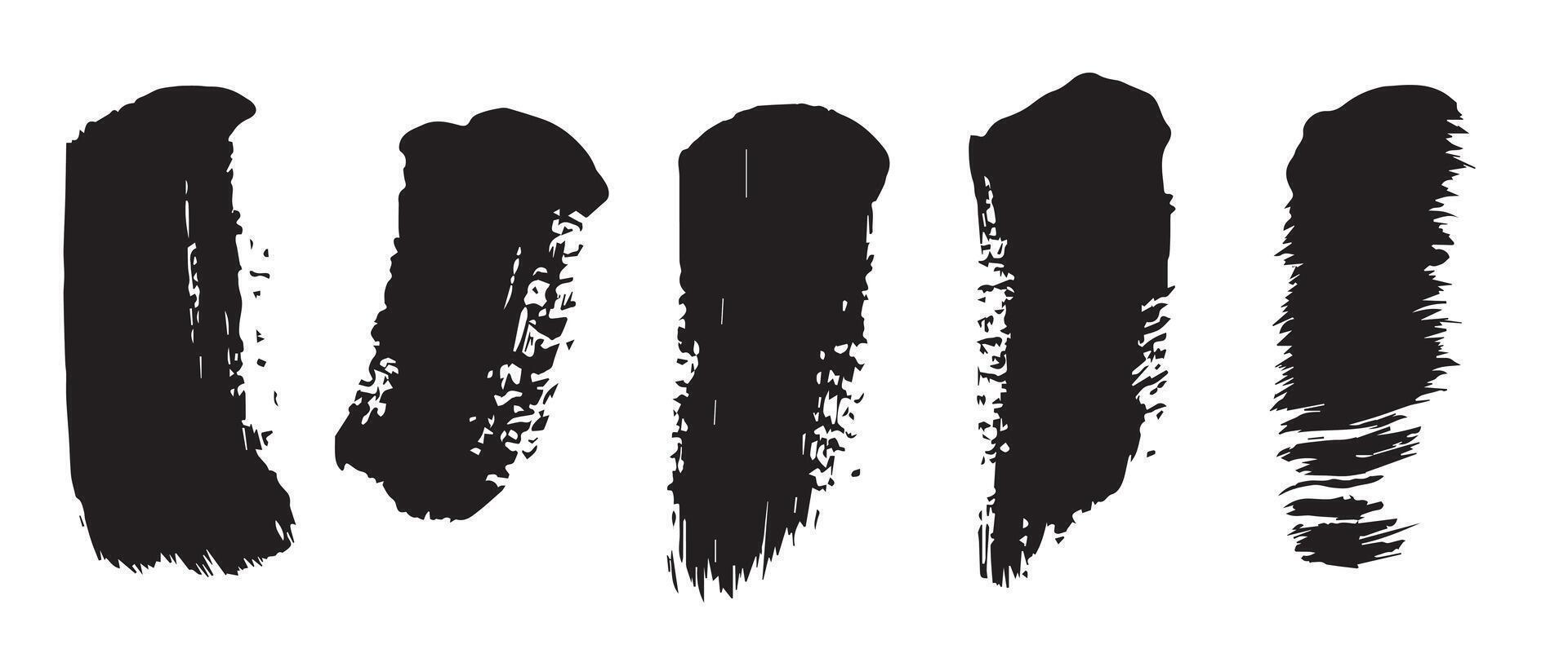 Raw Ink Black Brush Strokes for DIY Projects vector