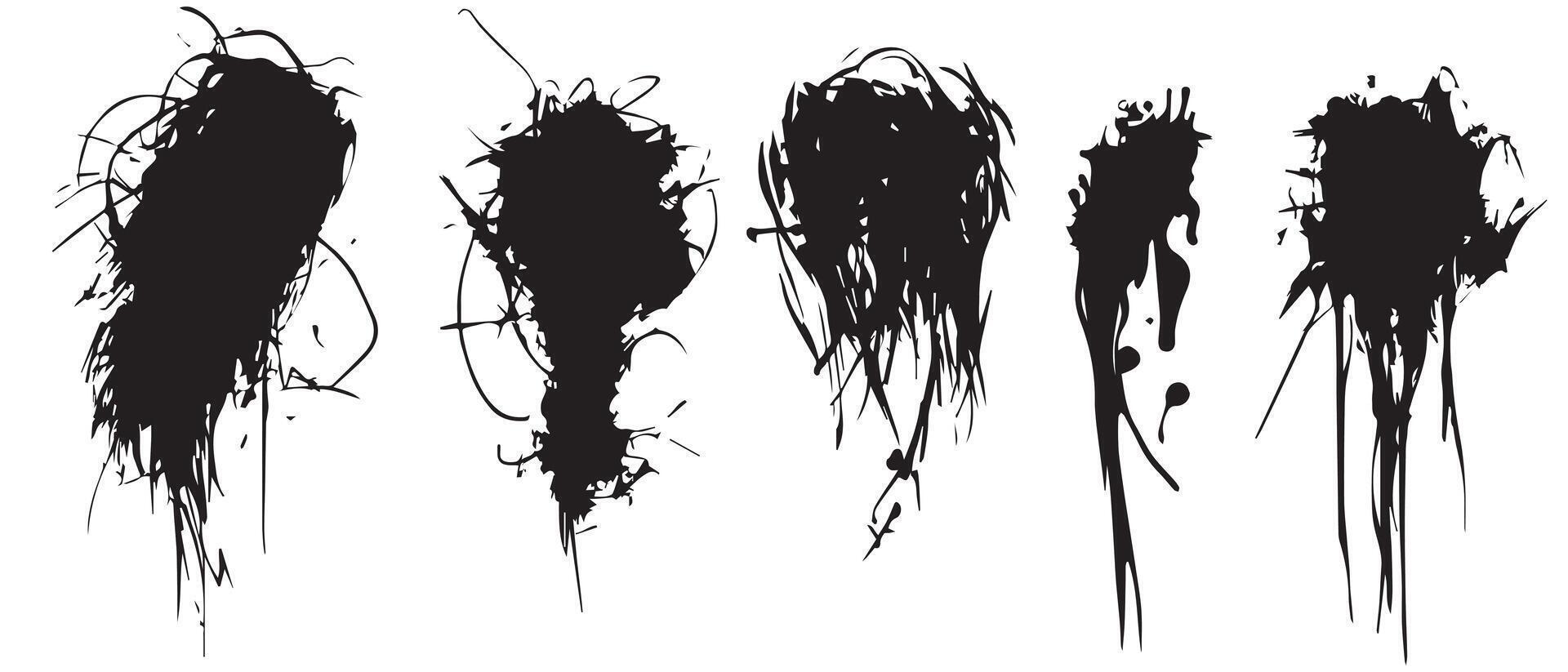High-Res Ink Splatter Textures in Black for Posters vector