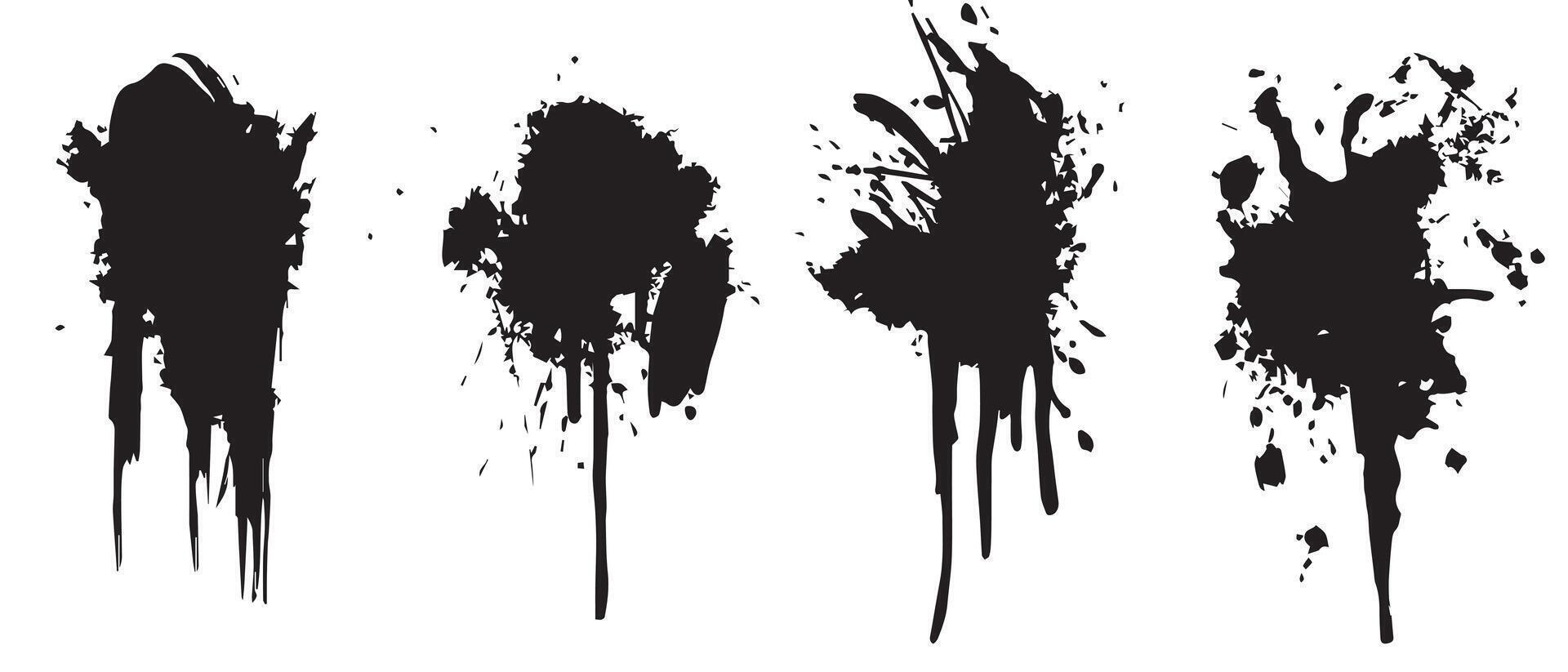 Raw Black Ink Splatter Textures for Creative Art vector