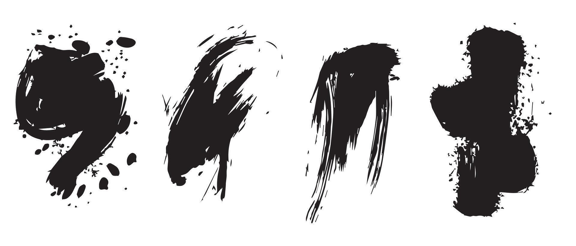 Raw Edge Ink Splatter Backgrounds in Black vector
