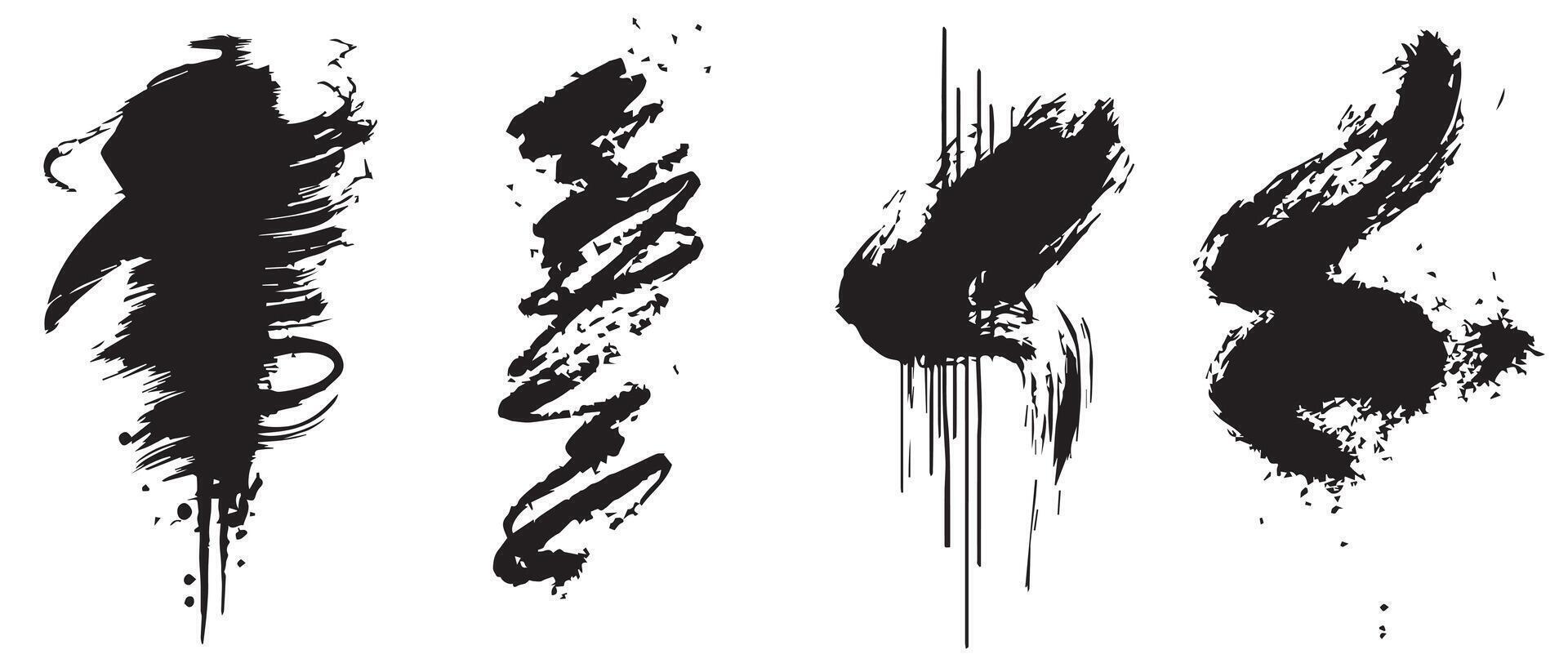 Gritty Ink Texture Backgrounds in Black vector