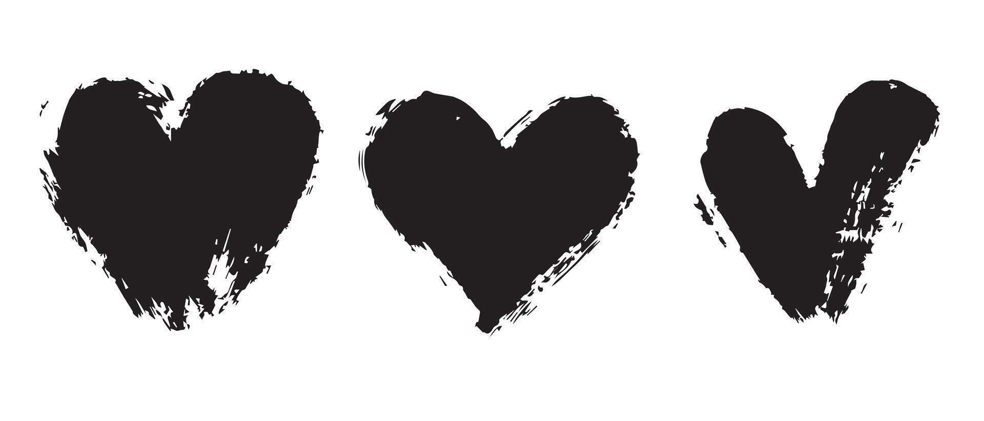 Rough Texture Black Heart Graphics for Layouts vector