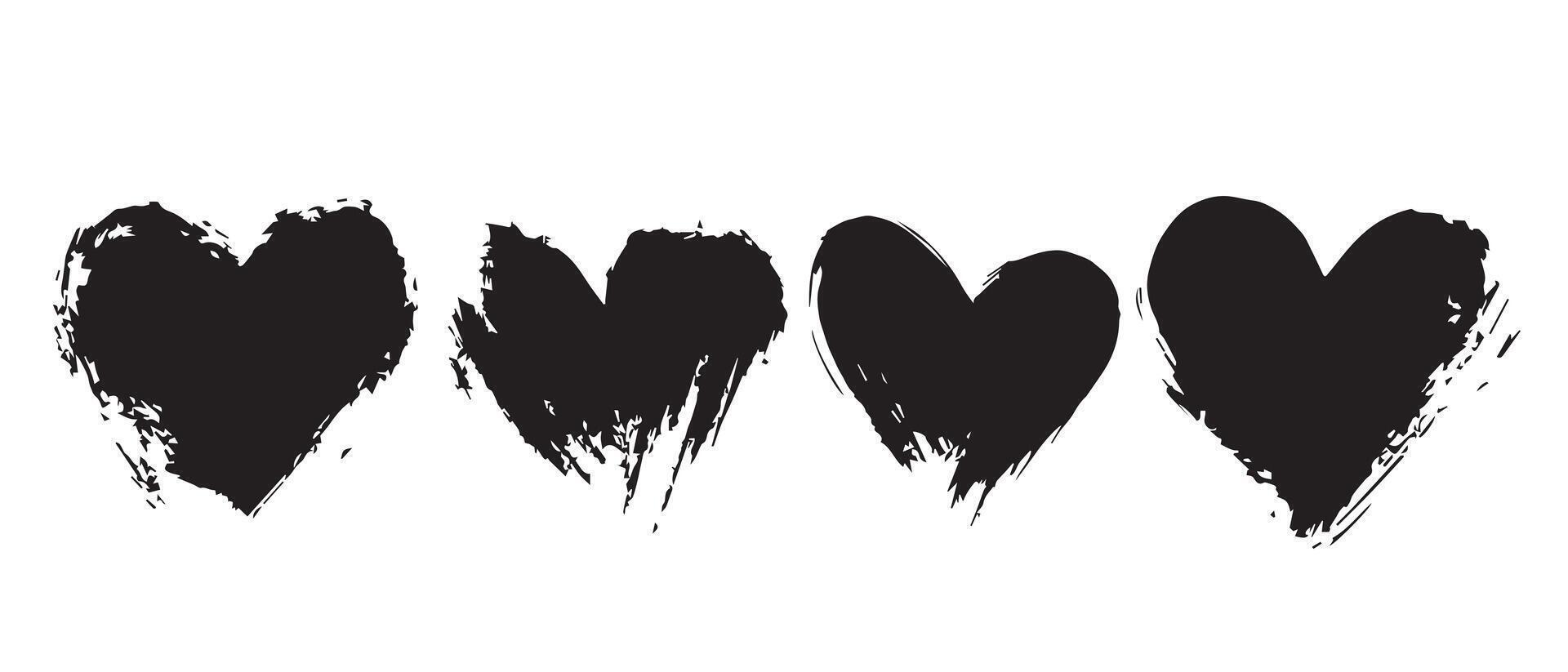 Worn Black Heart Icons for Design Projects vector
