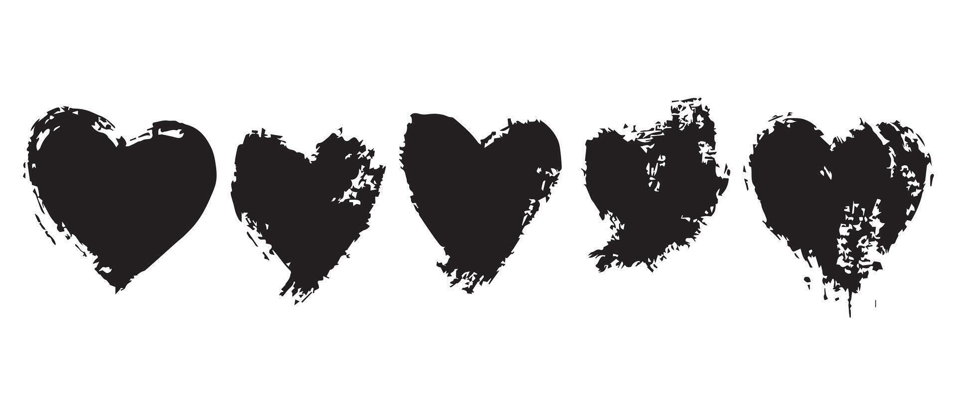 Artistic Black Heart Graphics with Grunge Look vector