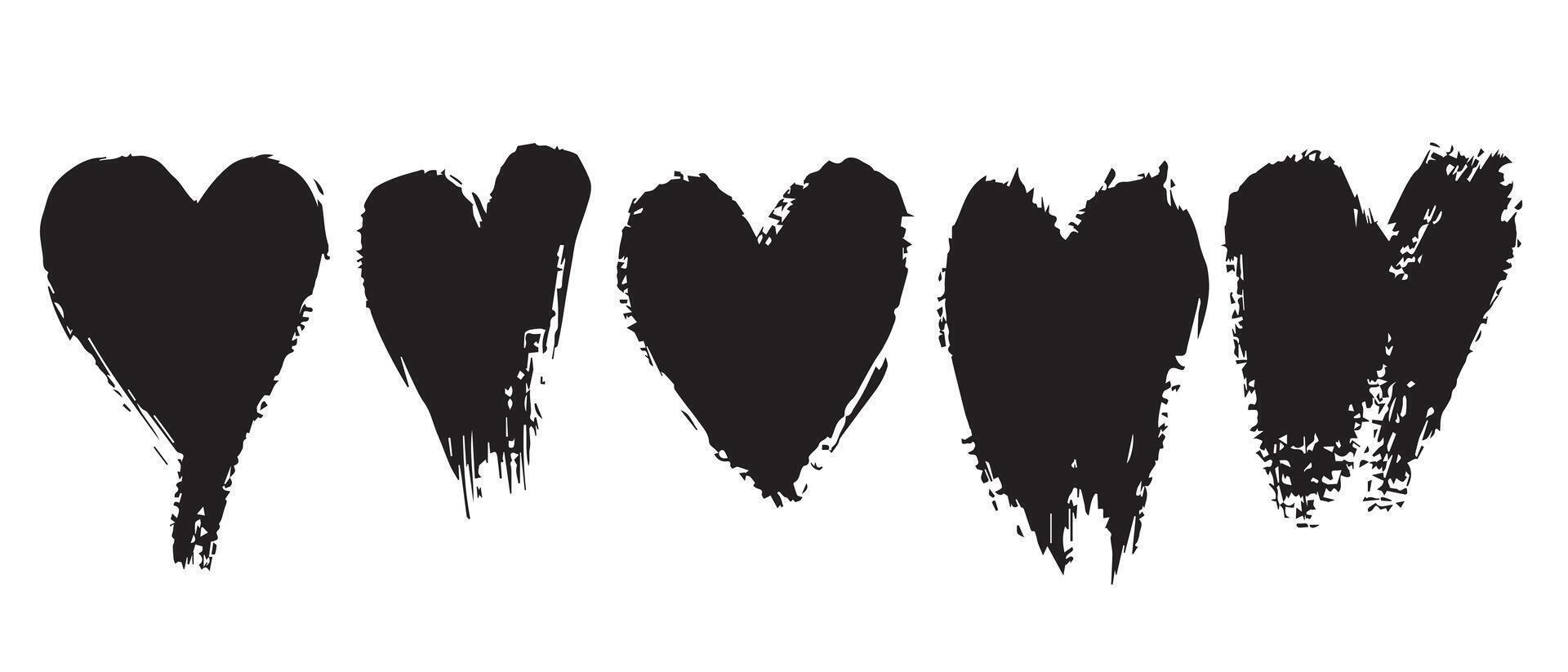 Messy Ink Black Hearts for DIY Graphics vector