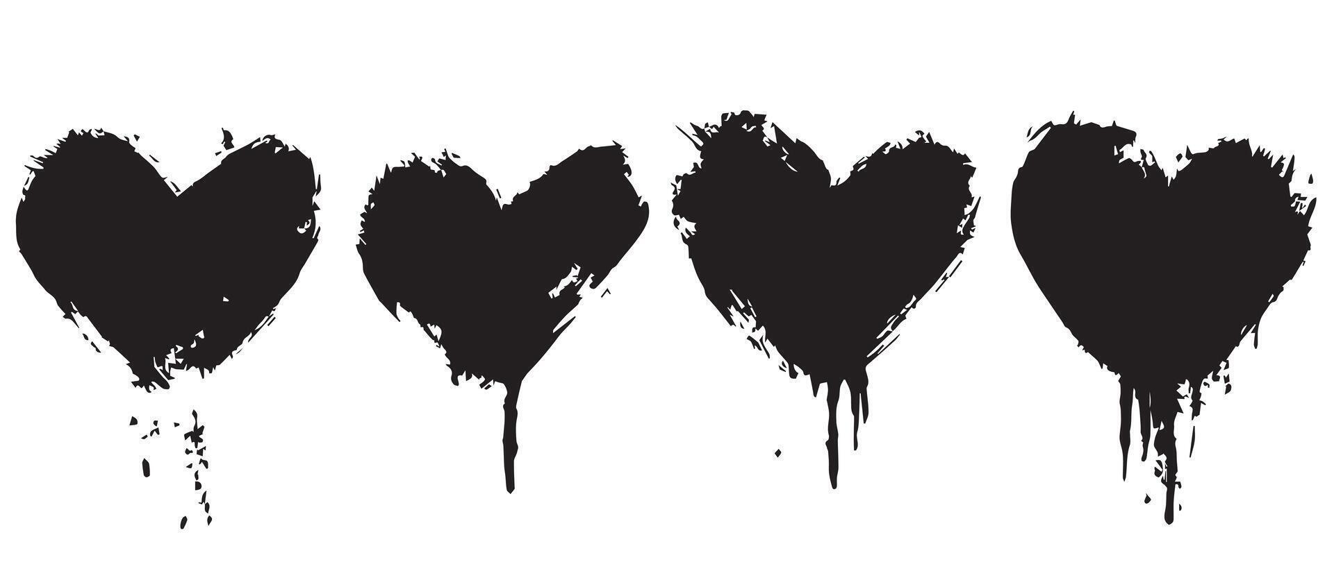 Shattered Black Hearts for Grunge Aesthetics vector