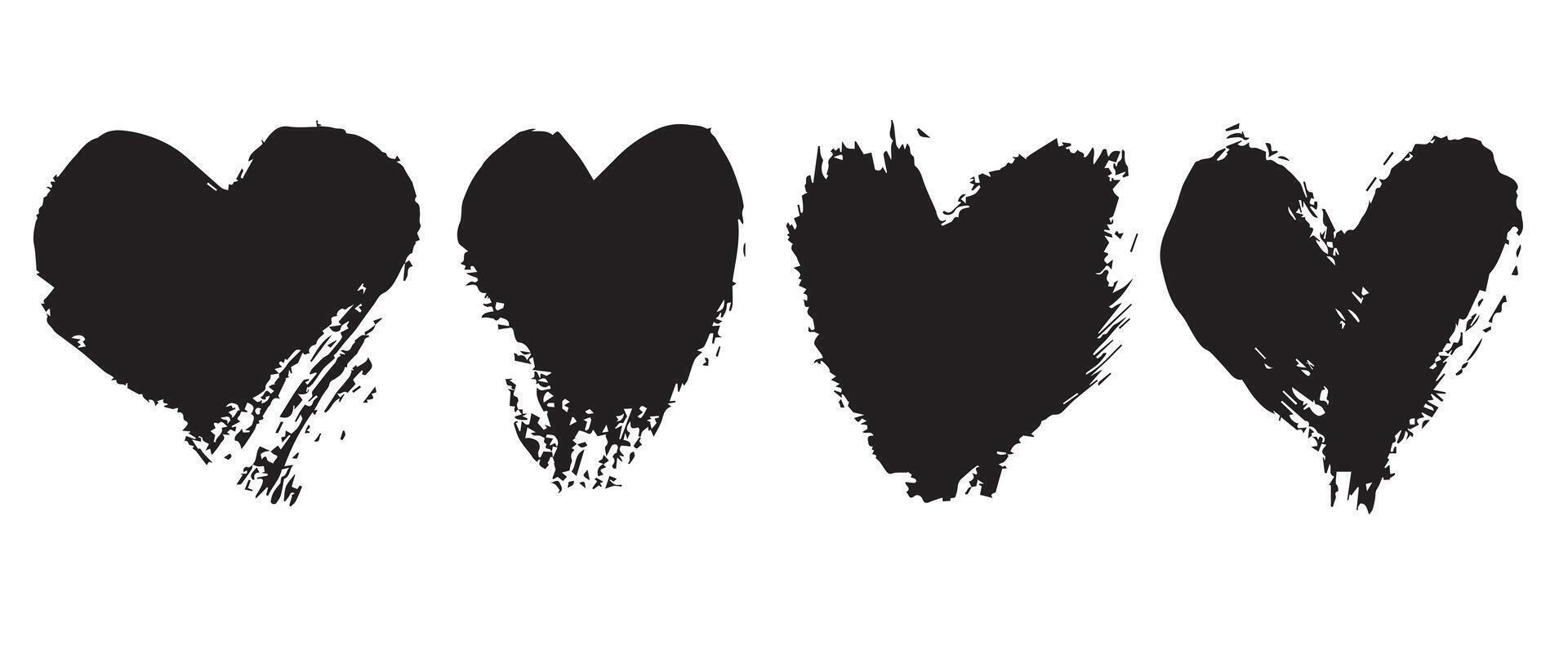 Black Hearts with Noise Texture for Posters vector