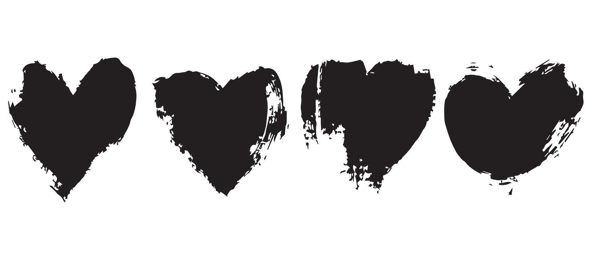 Grunge Doodle Black Hearts for Layout Ideas vector