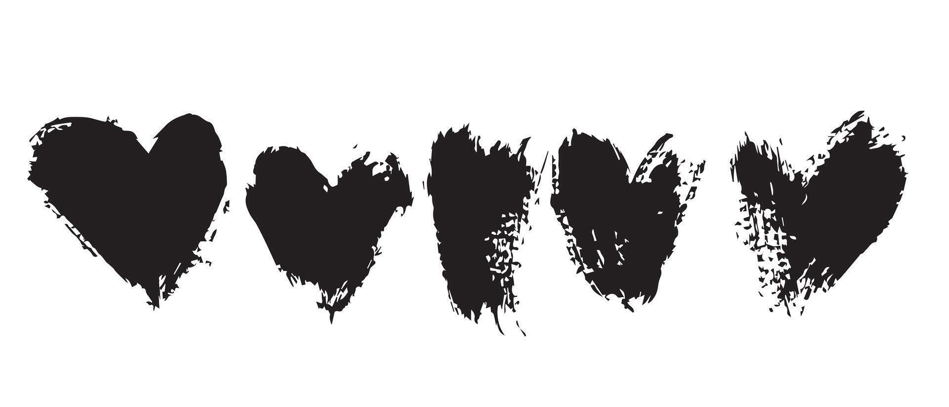 Monochrome Grunge Heart Graphics for Art Projects vector