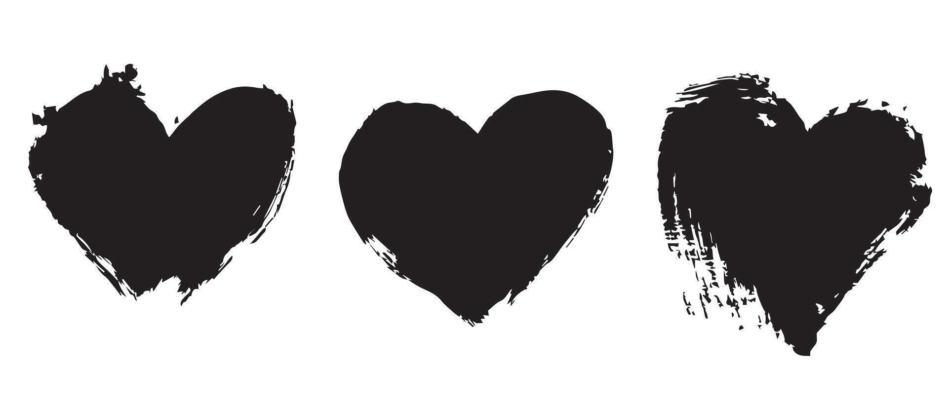 Freeform Black Hearts with Grunge Styling vector