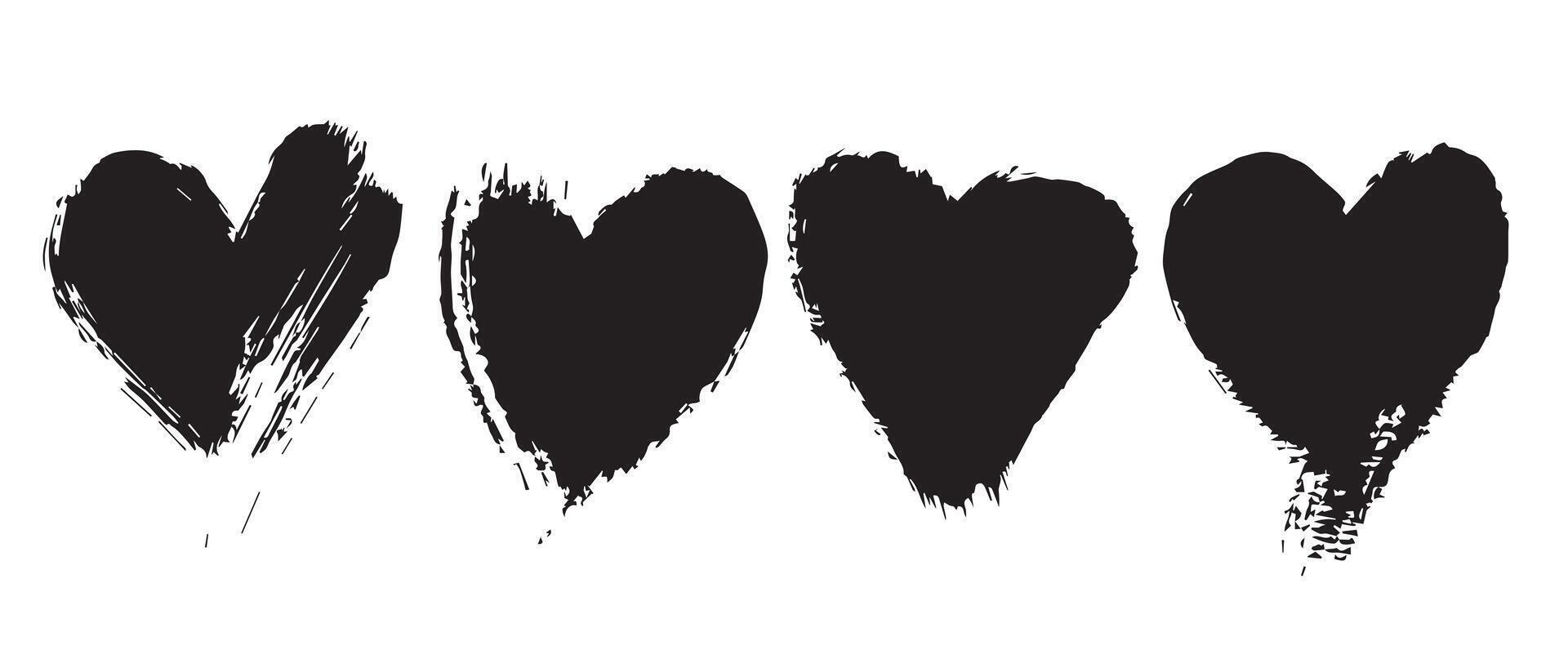 Burnt-Edge Black Heart Graphics for Mood Design vector