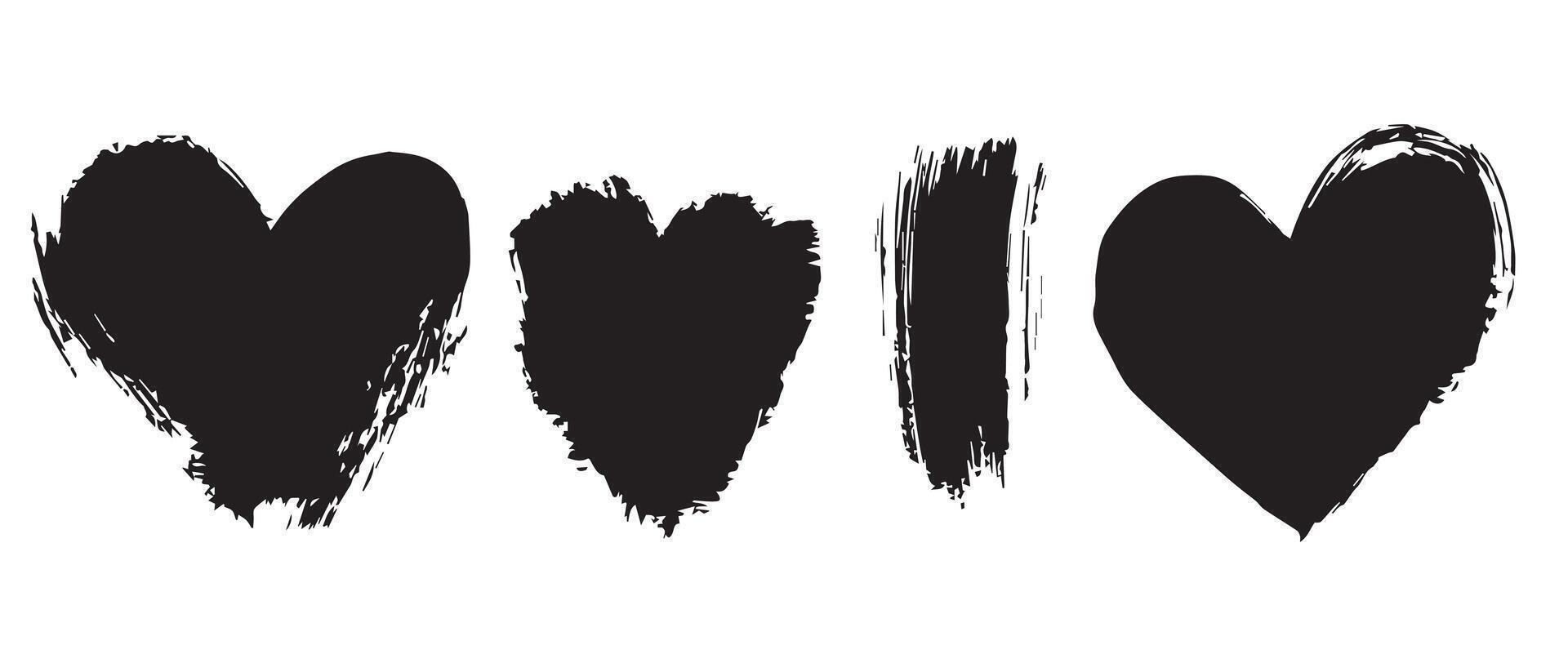 Noir Love Grunge Heart Graphics in Black vector
