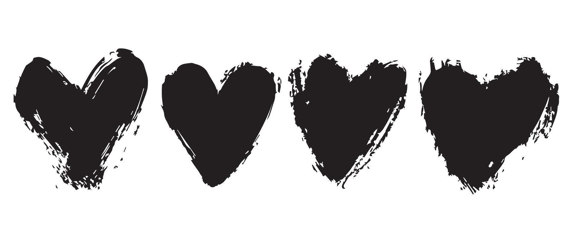 Bold and Rough Black Hearts for Posters vector