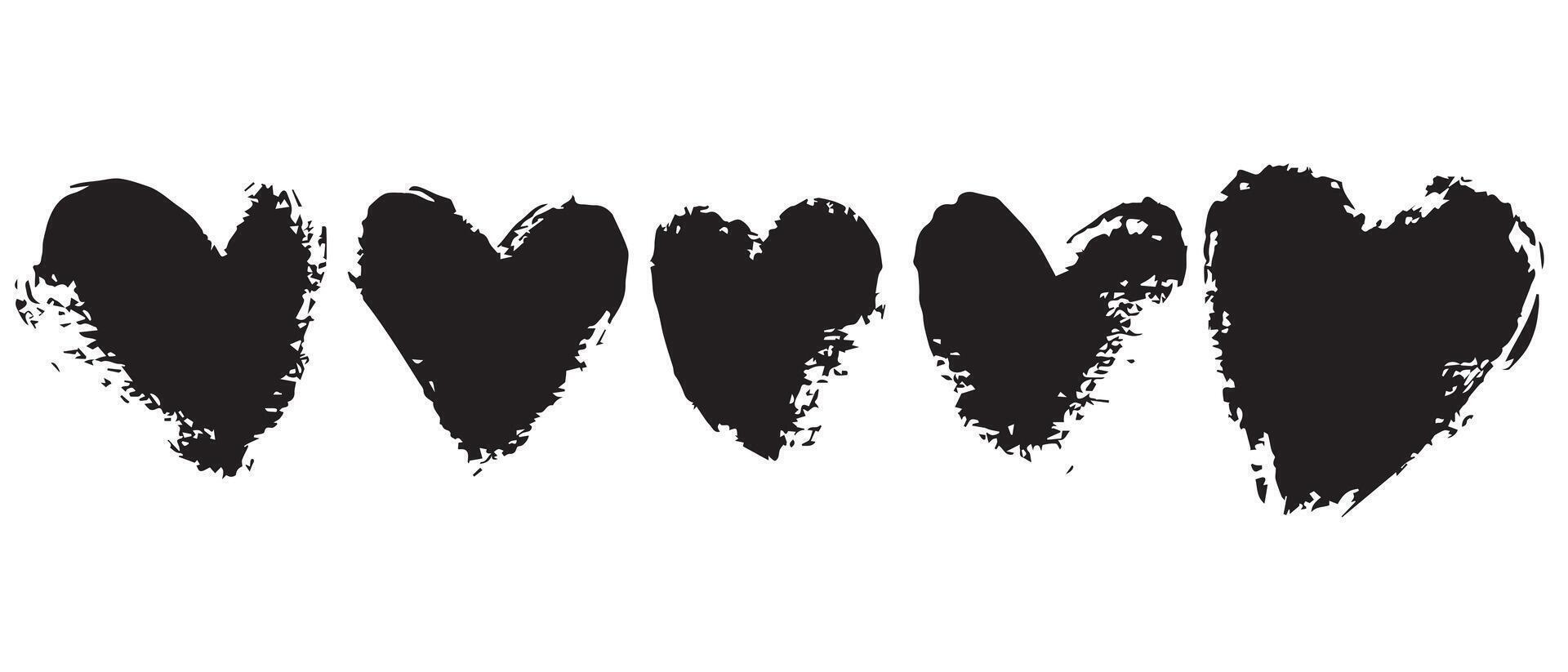 Broken-Ink Black Heart Icons for Emotional Art vector