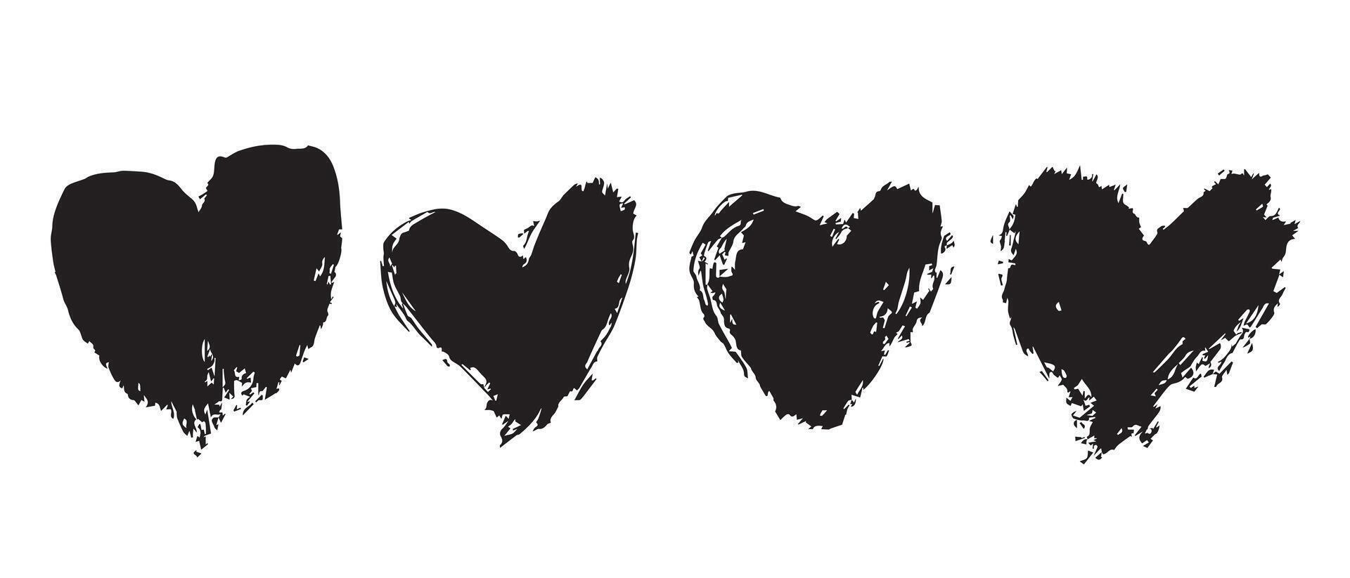 Sketchy Black Heart Graphics for Grunge Posters vector