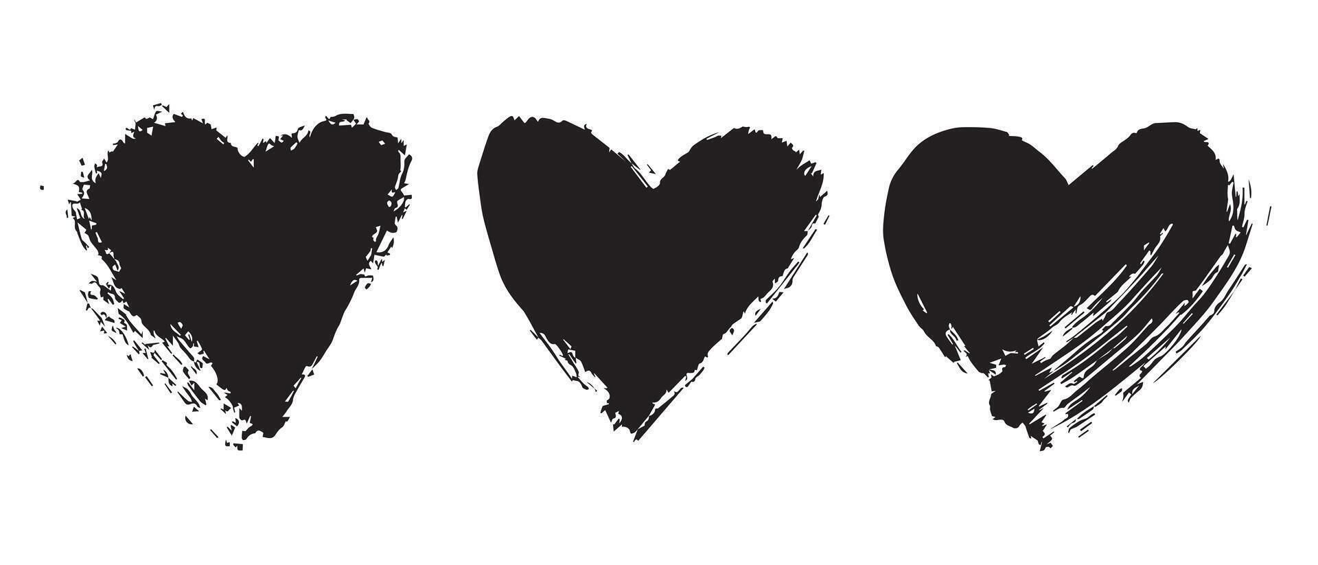 Scribbled Black Grunge Hearts for Layout Ideas vector