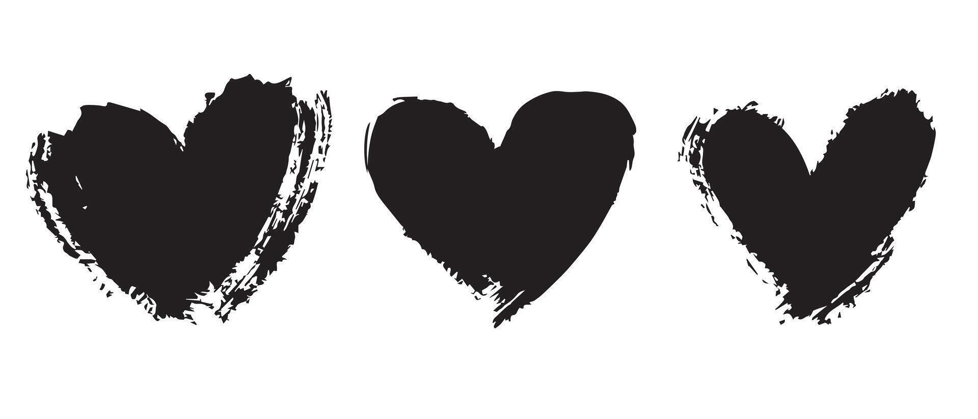 Crushed Black Grunge Hearts for Concept Art vector
