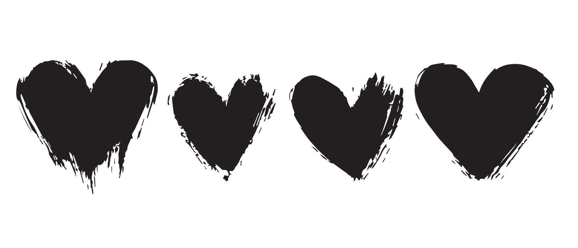 Minimalist Grunge Black Hearts for Print Design vector