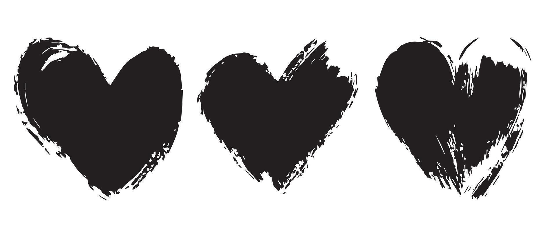 Edgy Black Hearts with Grunge Texture vector