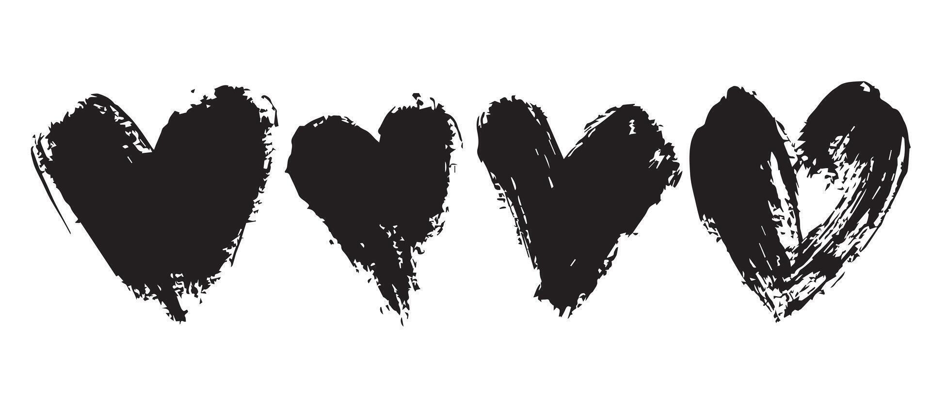 Eroded Texture Hearts in Black for Posters vector