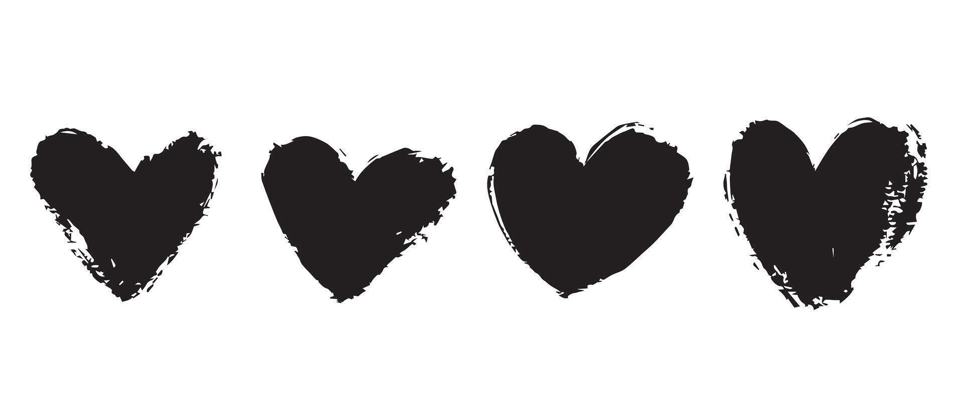 Artistic Anguish Grunge Hearts in Black vector