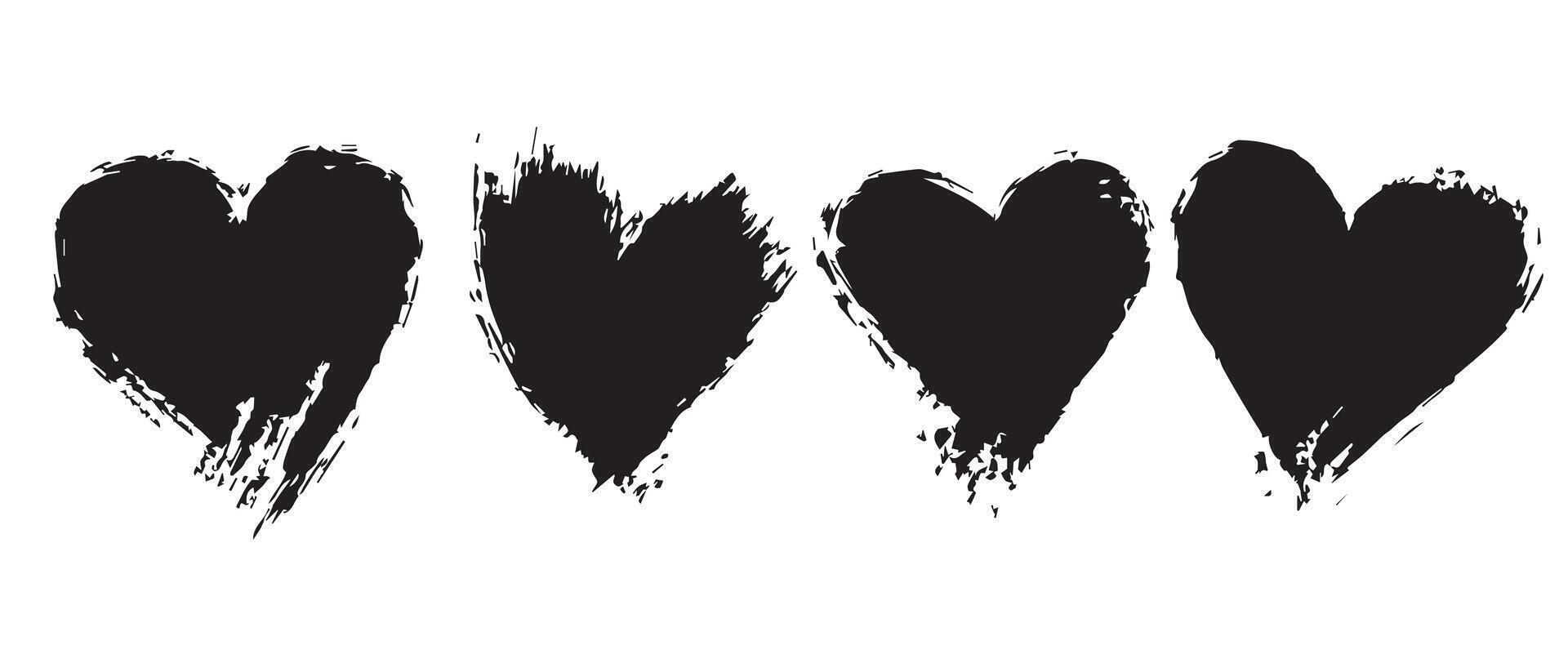 Cutout Grunge Hearts in Black vector