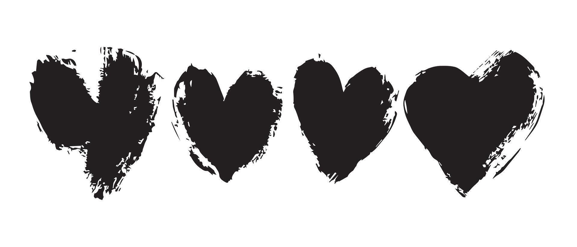 Patchy Ink Black Heart Graphics vector