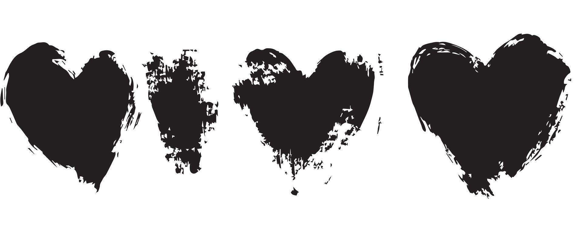 Collage Style Black Hearts with Grunge Edge vector