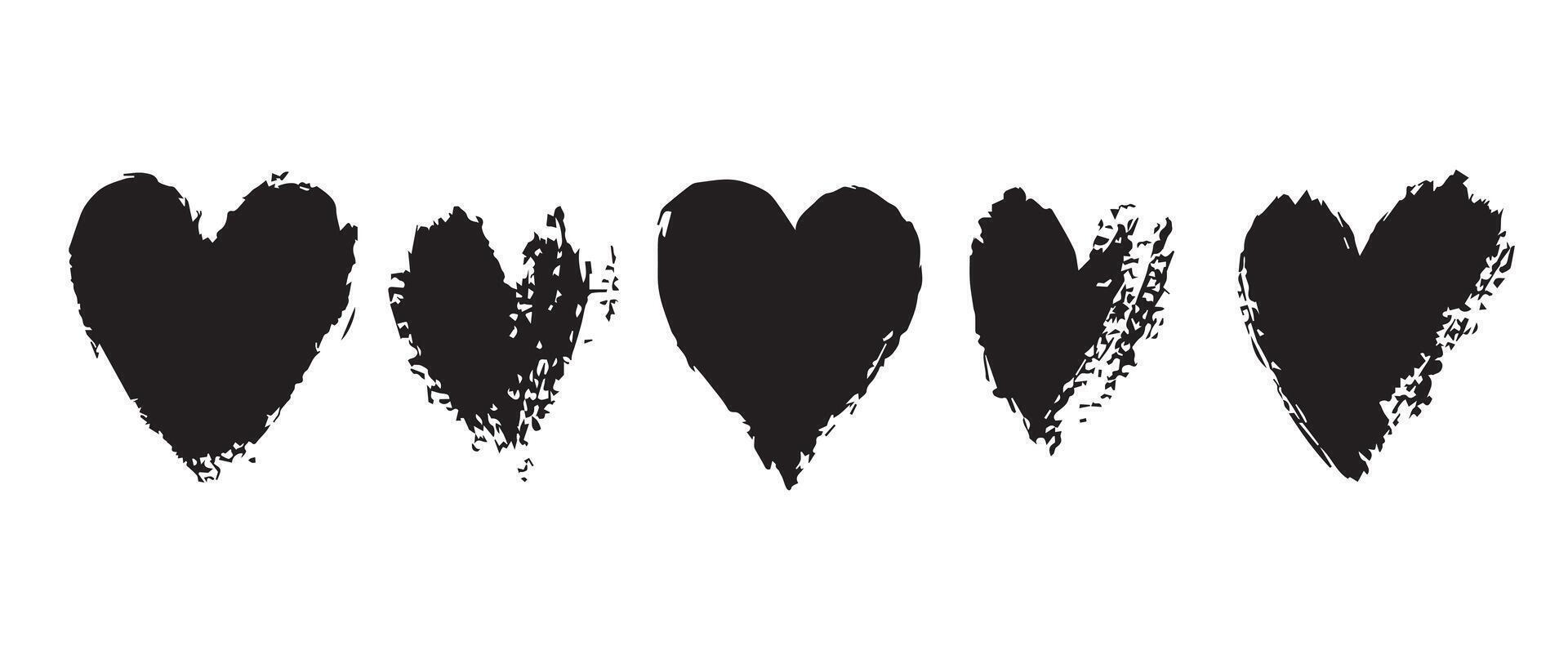 Scratched and Faded Black Heart Graphics vector