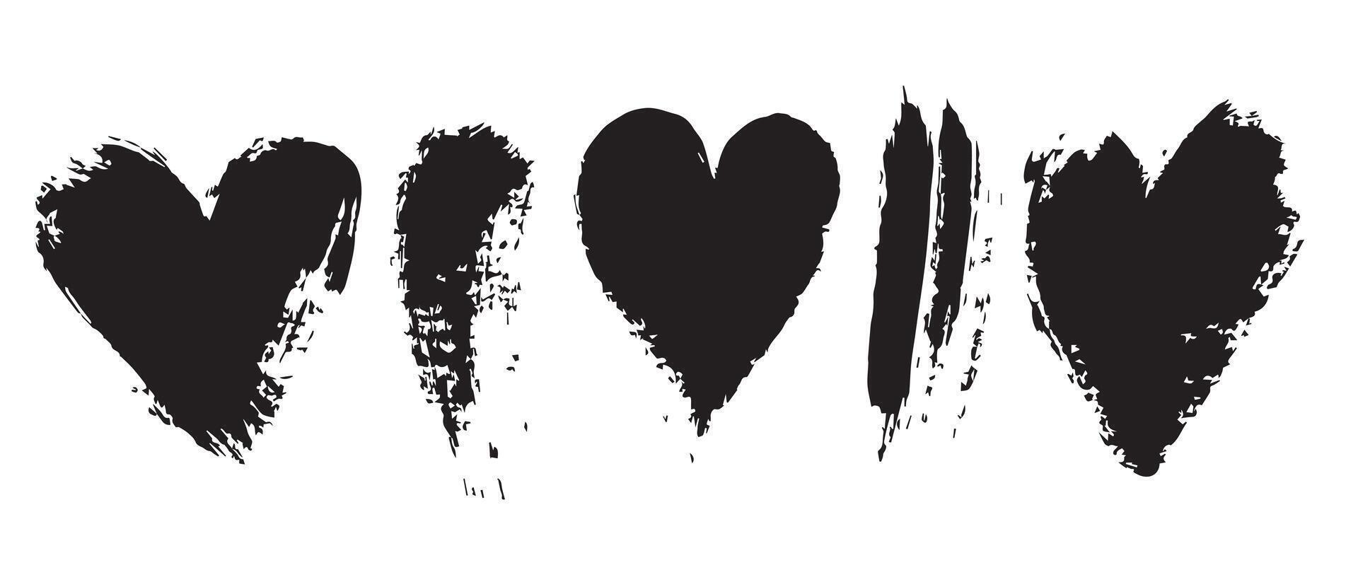 Rebellious Black Grunge Hearts for Edgy Layouts vector