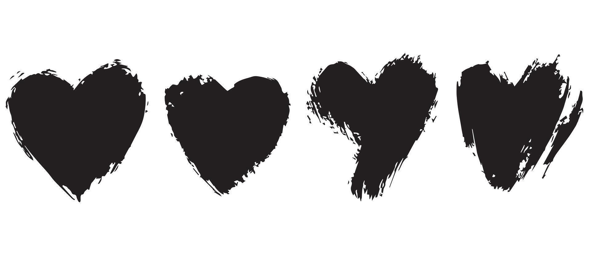 Ghosted Black Grunge Hearts for Layouts vector