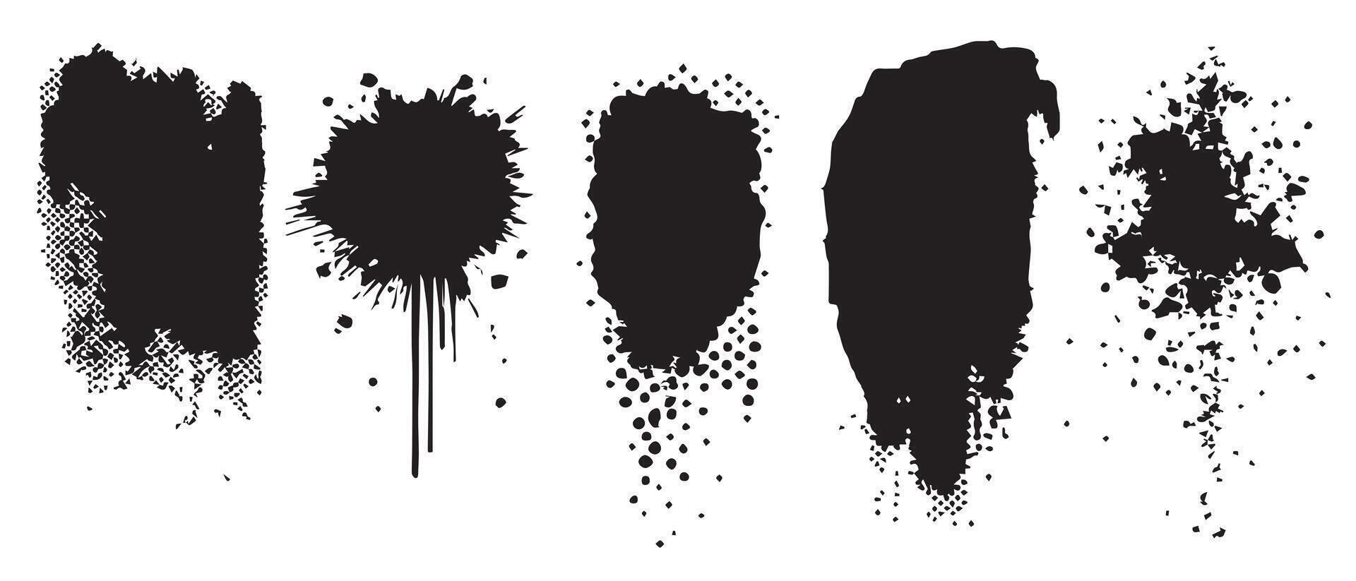 Grunge Ink Blot Backgrounds in Black and White vector