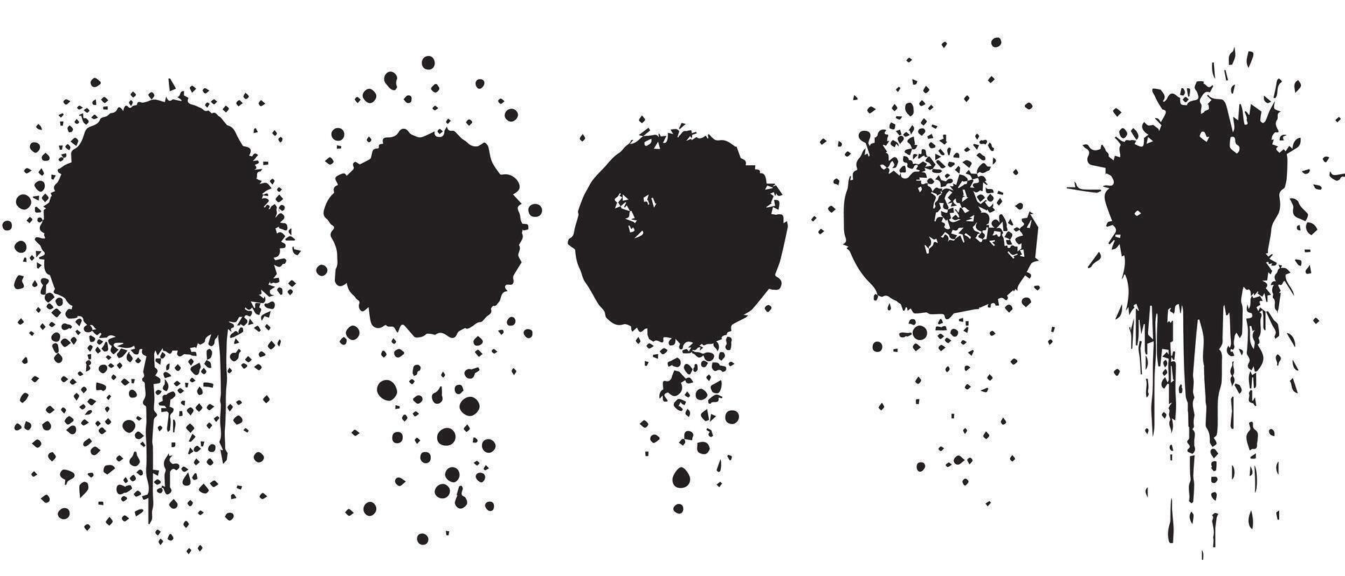 Spilled Ink Blot Backgrounds in Grayscale vector