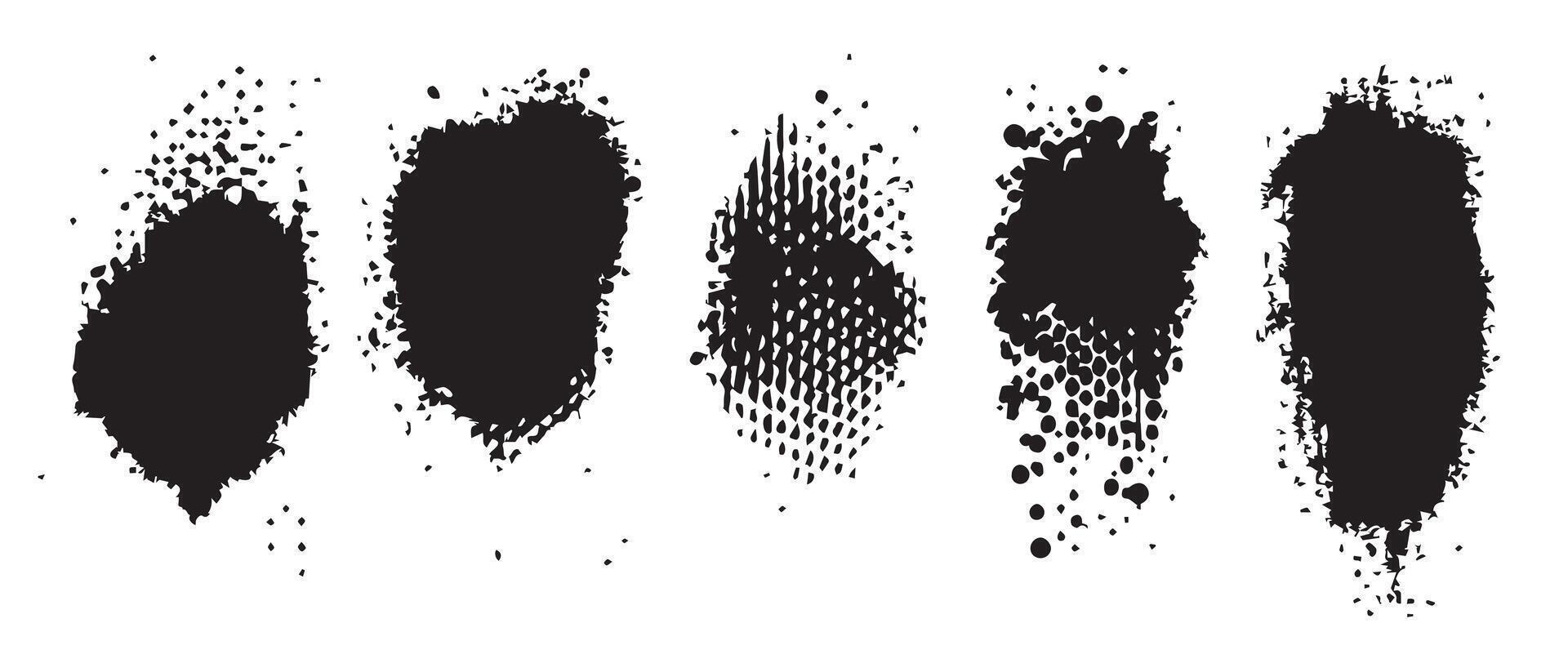 Black Ink Drops and Blots on White Canvas vector