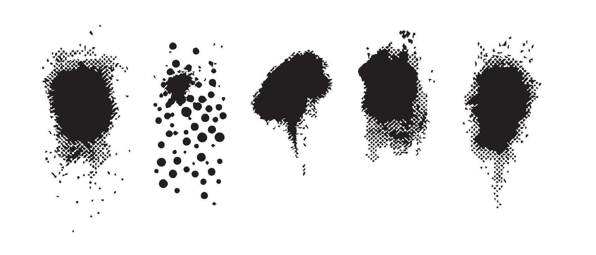 Drip-Based Ink Blot Graphics in Black and White vector