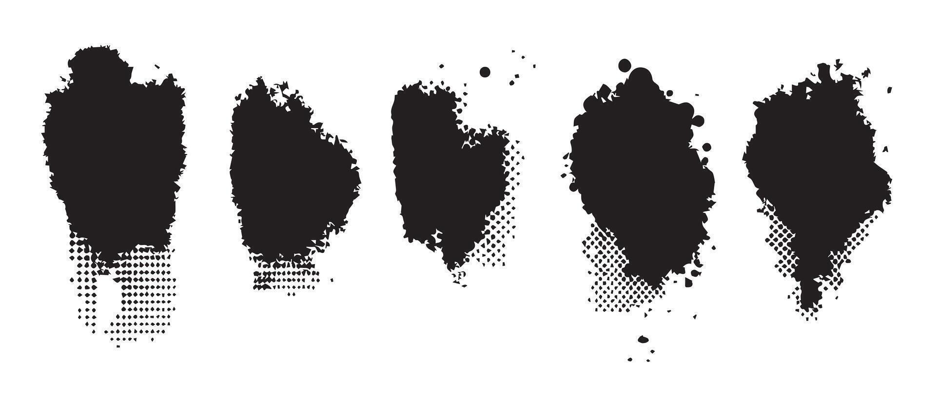 Vignette Ink Blot Forms in Monochrome vector