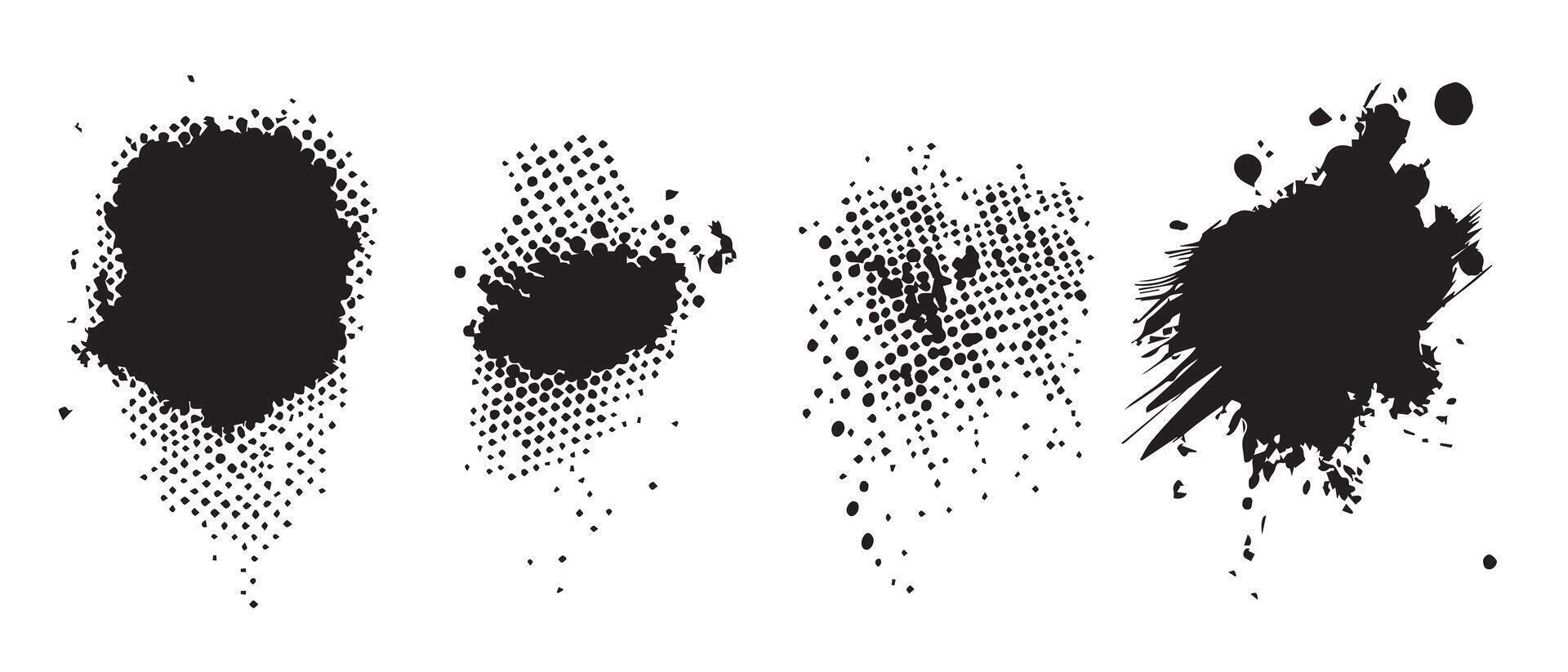 Fine Line Ink Blot Textures in Black and White vector