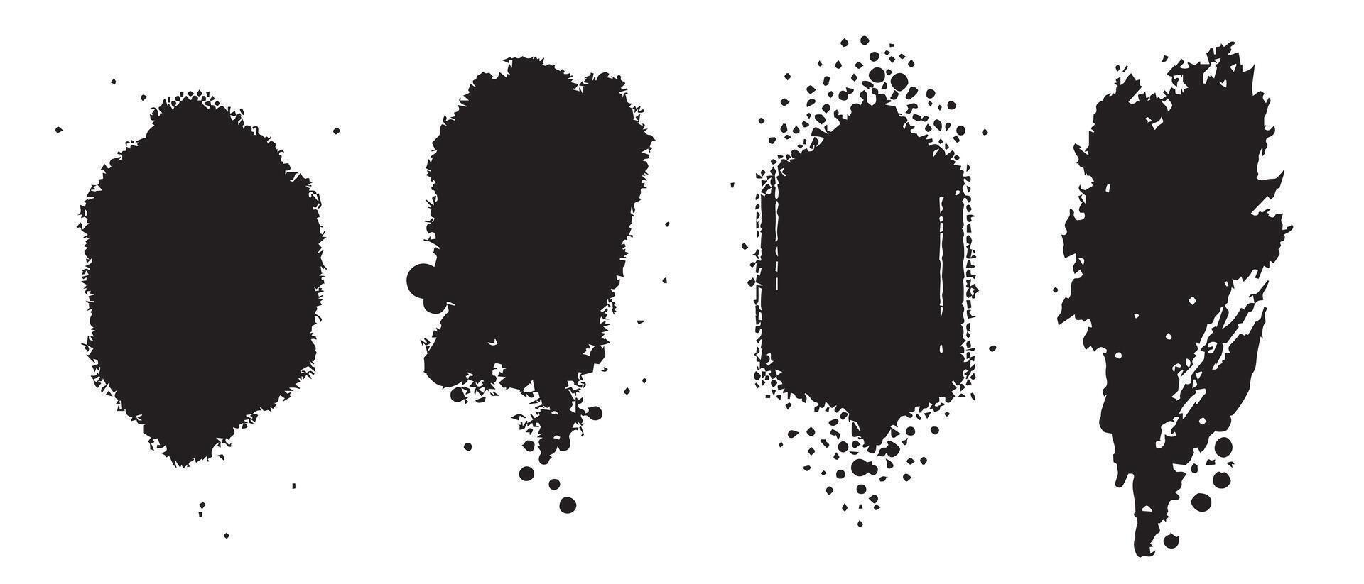 Freeform Ink Blot Graphics in Black and White vector