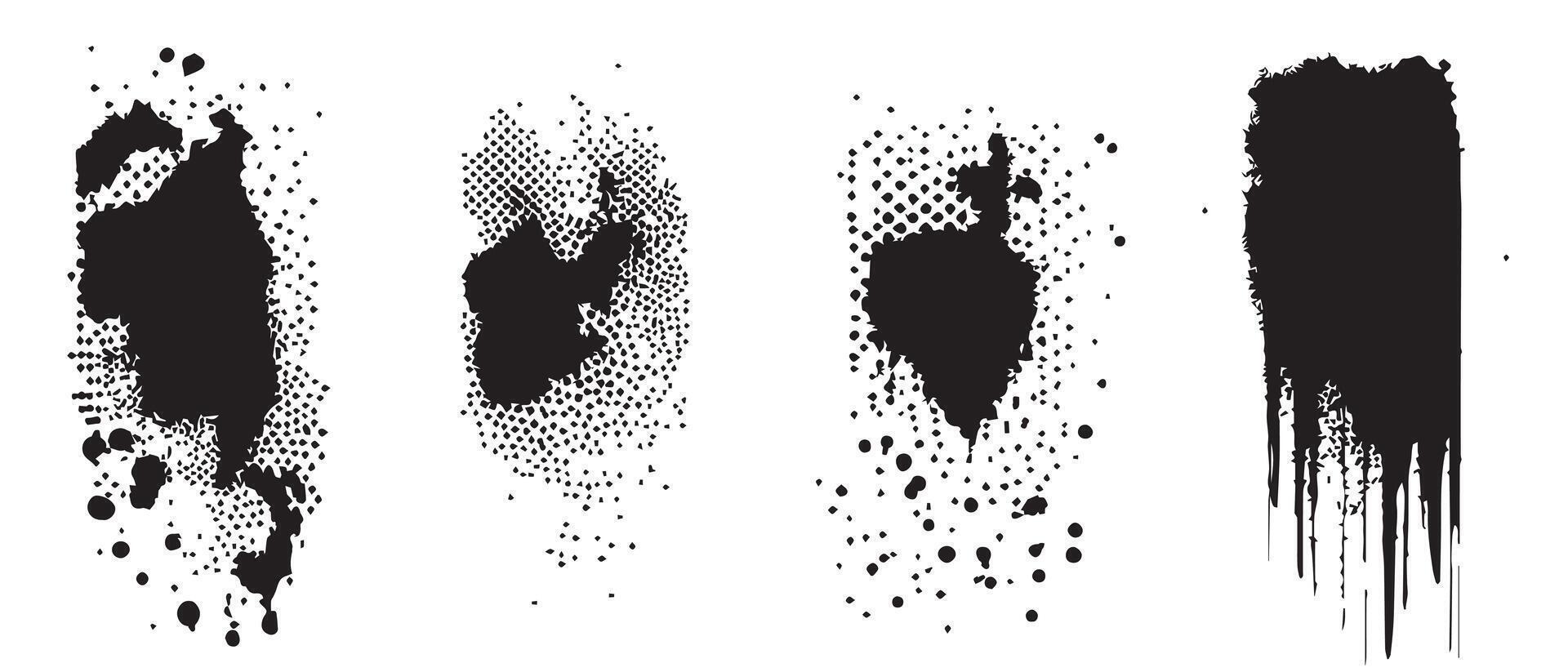 Modern Ink Splotch Backgrounds in Grayscale vector