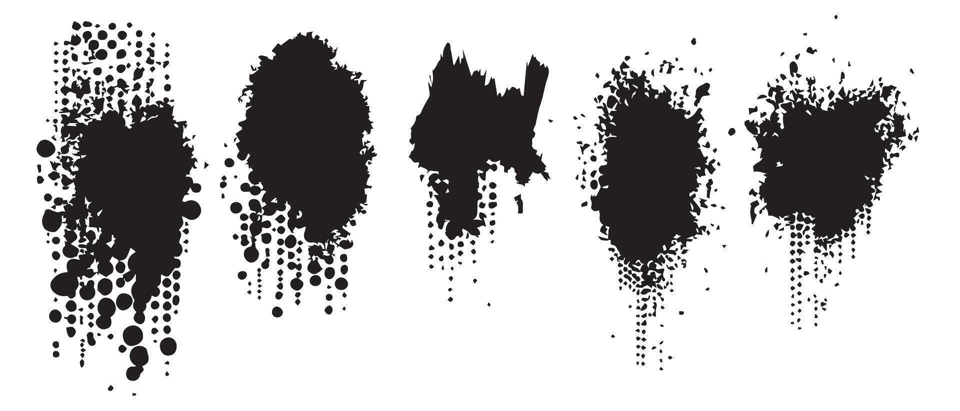 Textured Ink Burst Backgrounds in Monochrome vector