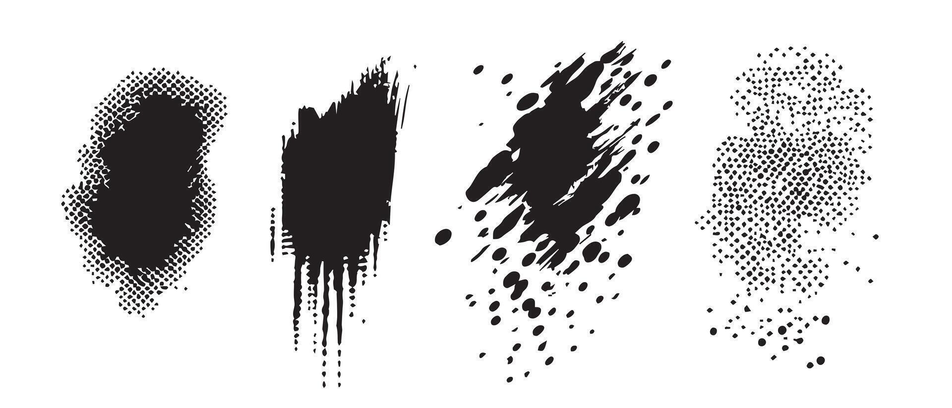 Distressed Ink Drop Textures in Black and White vector
