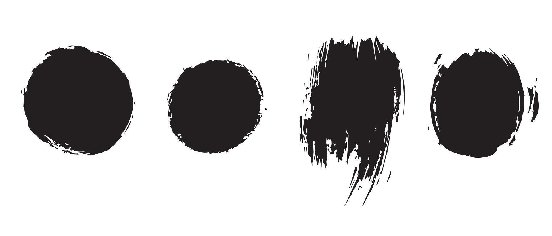 Grunge Circle Brush Strokes in Black Ink vector