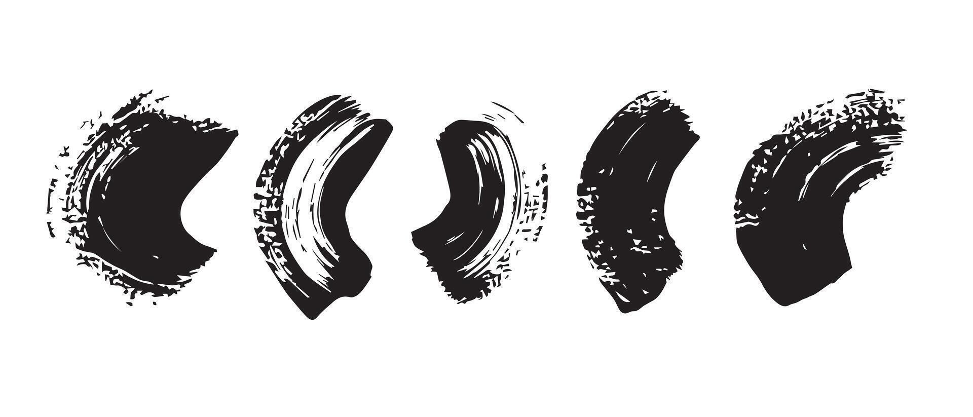 Black Circular Ink Brush Strokes for Design vector