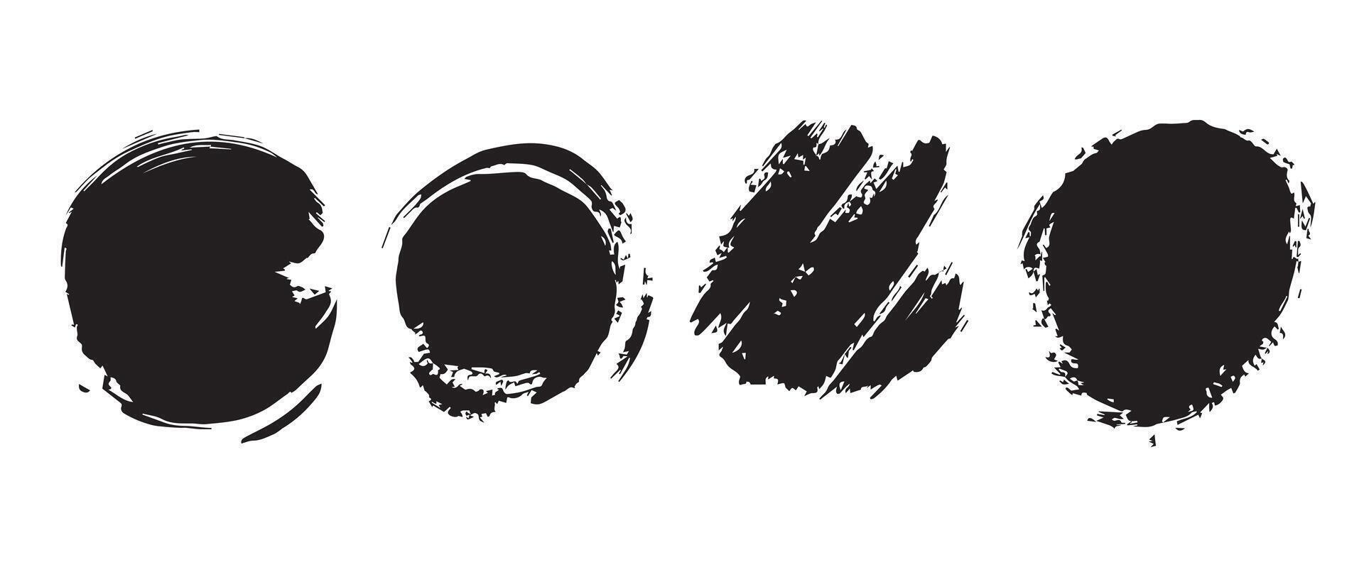 Circular Ink Textures with Grunge Style vector