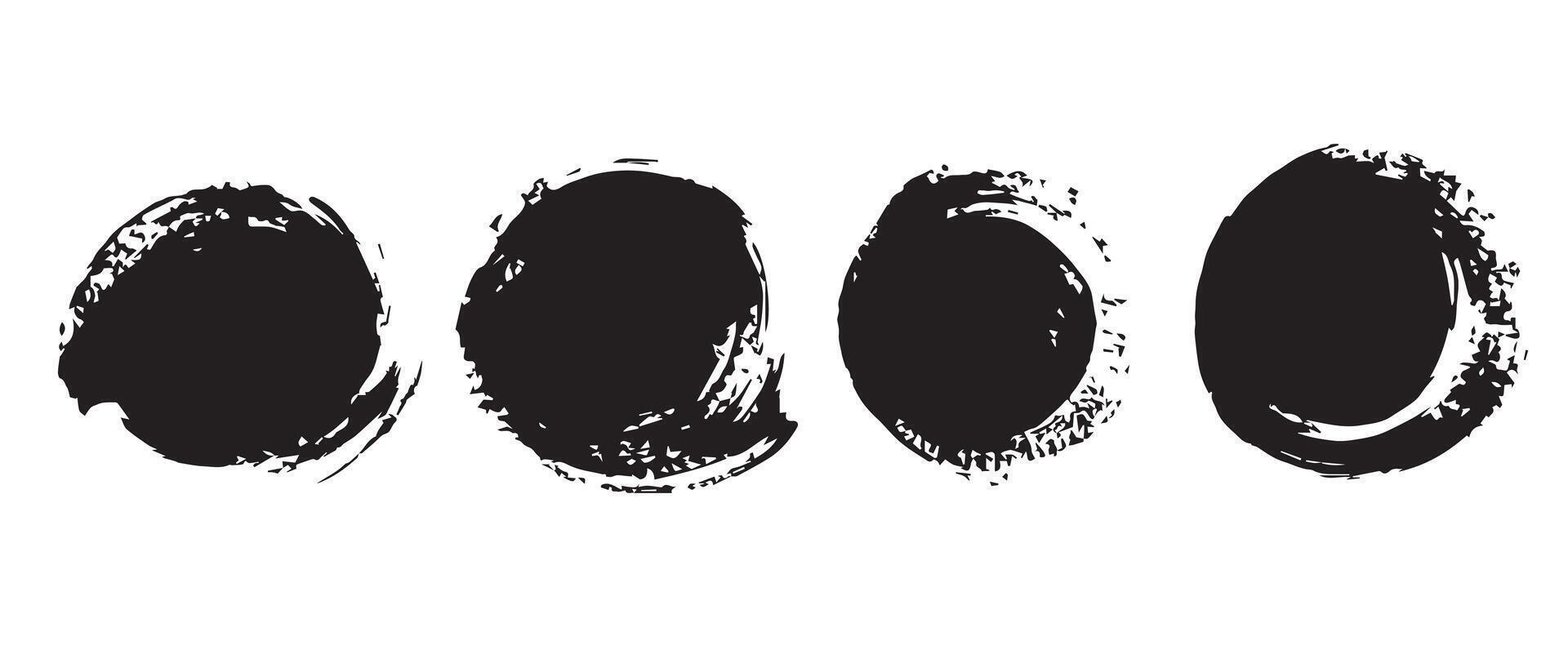 Abstract Brush Strokes in Circular Shapes vector