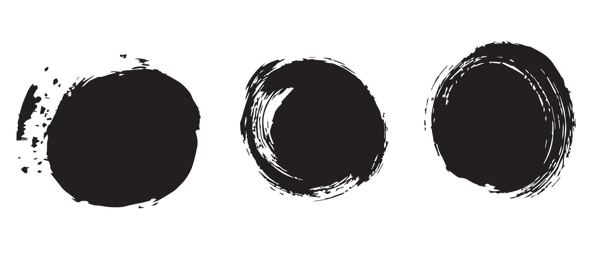 Black Brush Stroke Circles in Abstract Layout vector