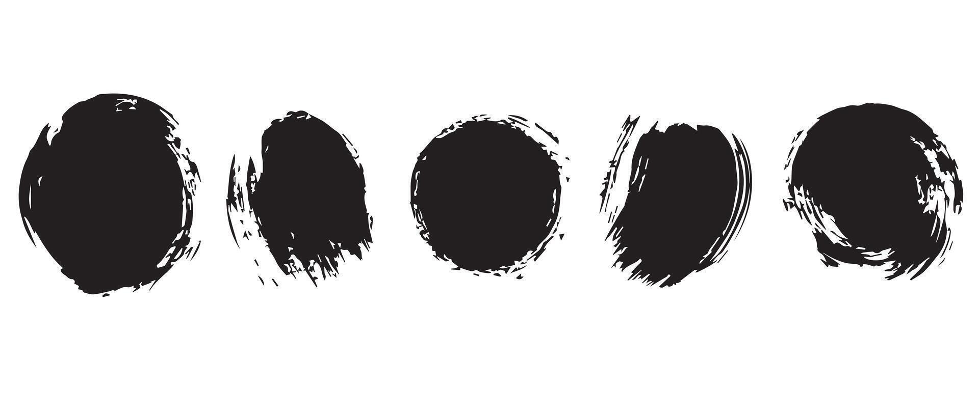 Bold Black Ink Rings with Texture vector