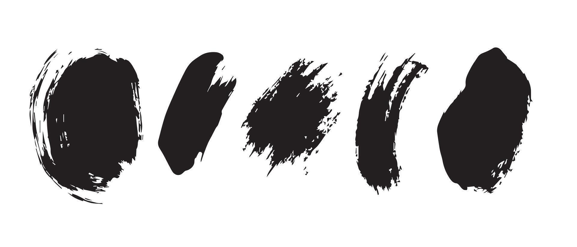 Circular Brush Smudges in Black Ink vector